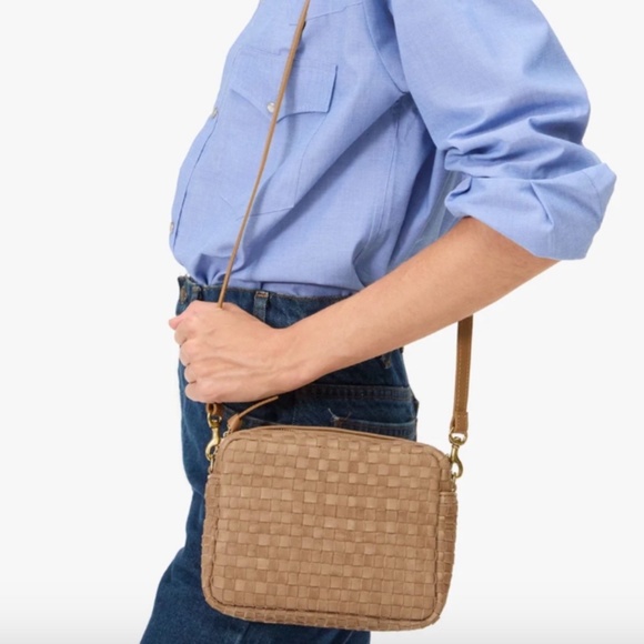 Clare V Midi Sac Clay Leather and Suede Woven Checker - Picture 4 of 10